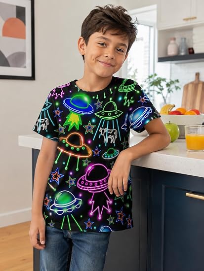 uideazone Boys 3D Graphic T-Shirt