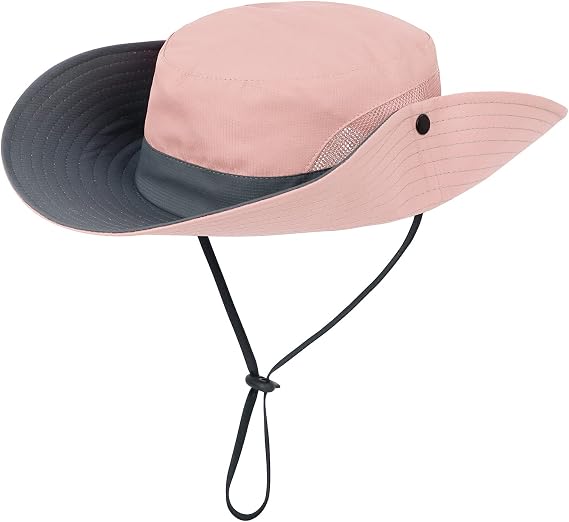 Girls Wide Brim Sun Hat with Ponytail Hole