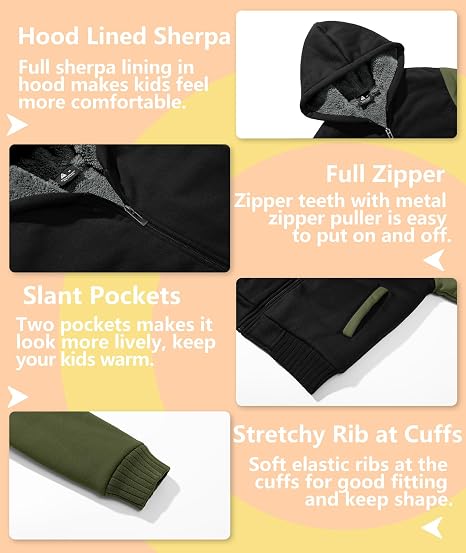 Boys Fleece-Lined Zip-Up Hoodie